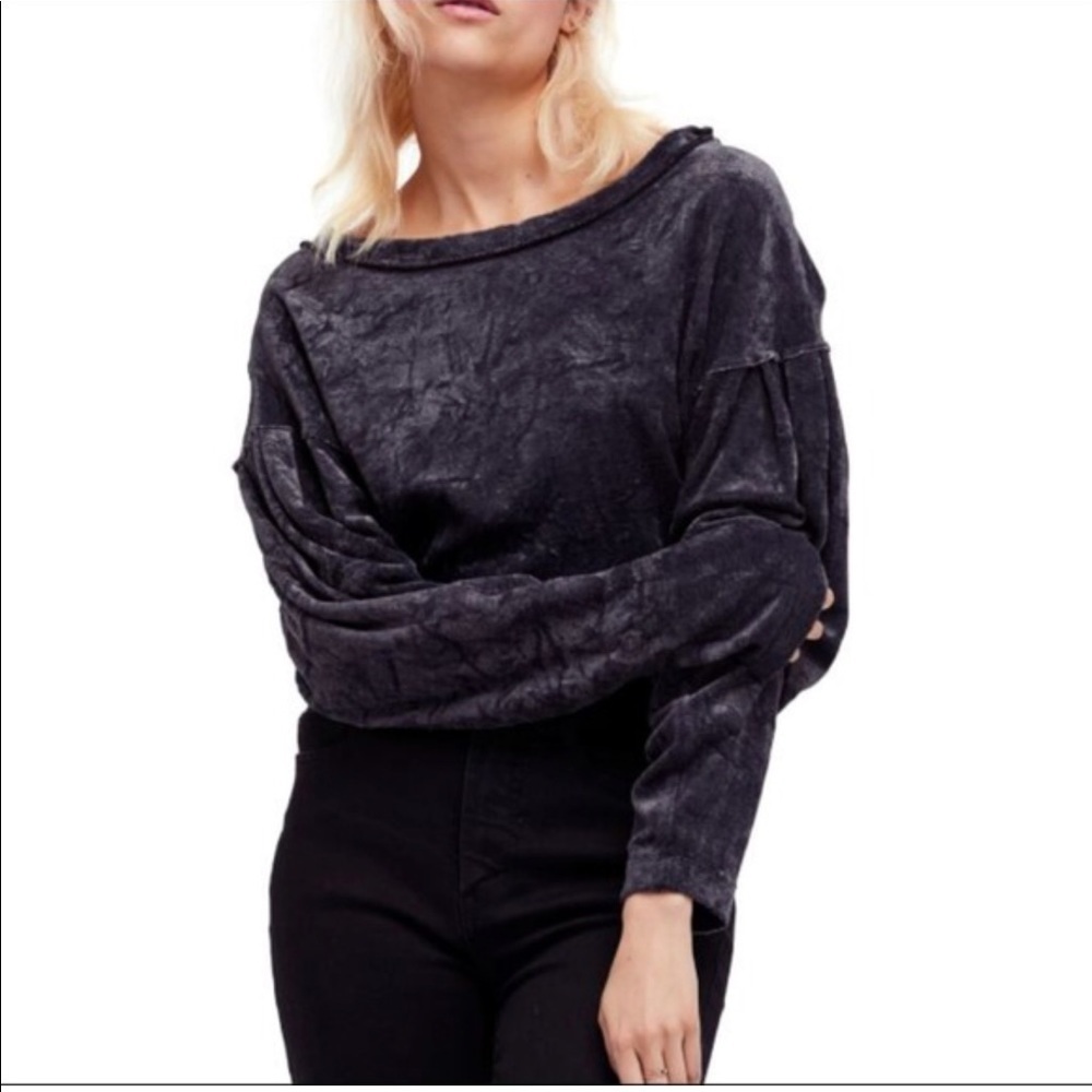 Free People Plush Velvet Pullover in Gray Med. NWOT